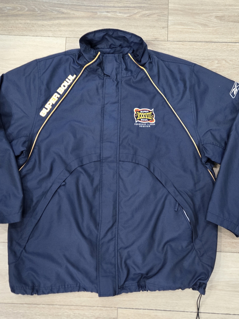 Reebok Navy Super Bowl XXXVIII Men's Windbreaker Jacket 2004 Houston SZ XL Zip